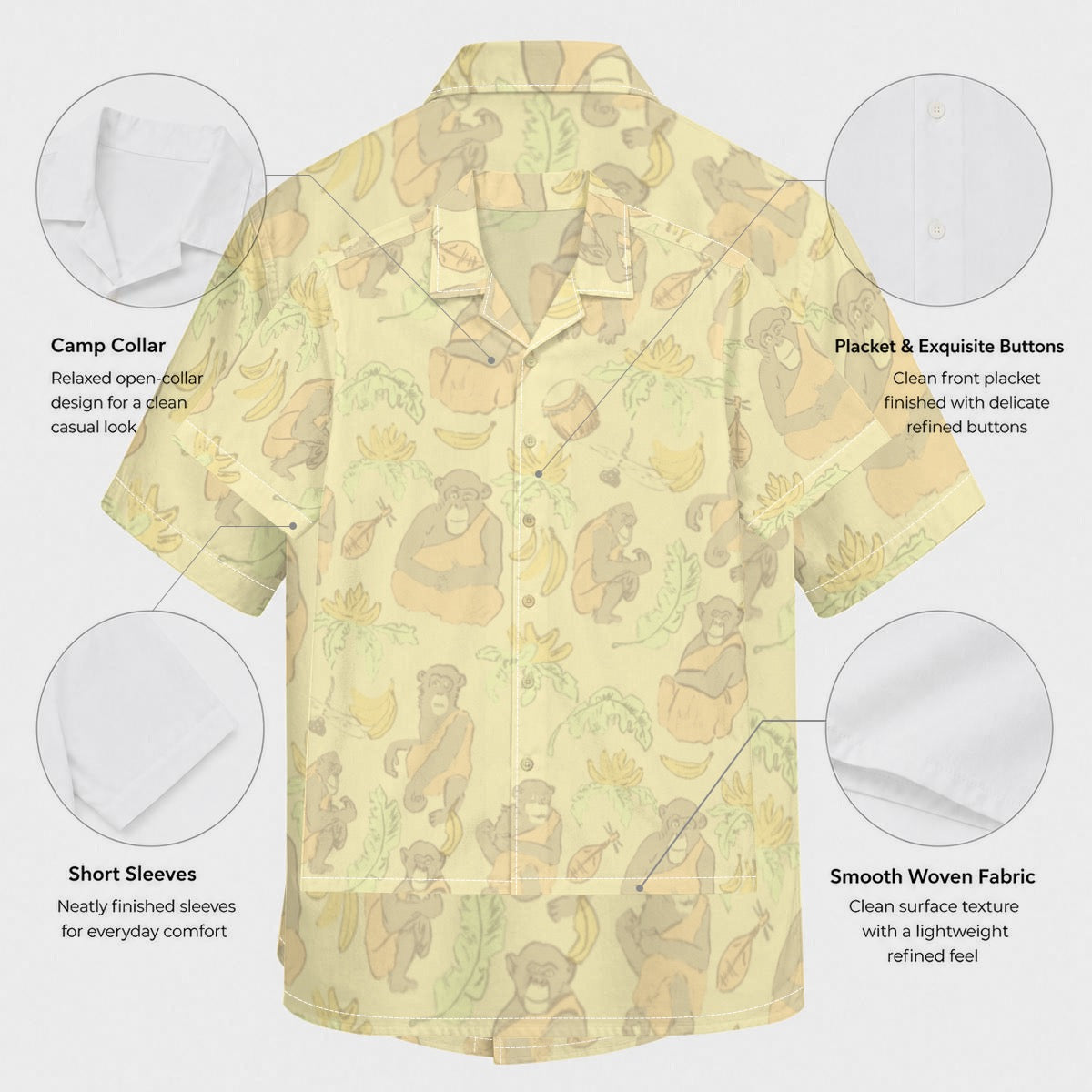 Monastic Apes Hawaiian Shirt With Button Closure |115GSM Cotton poplin