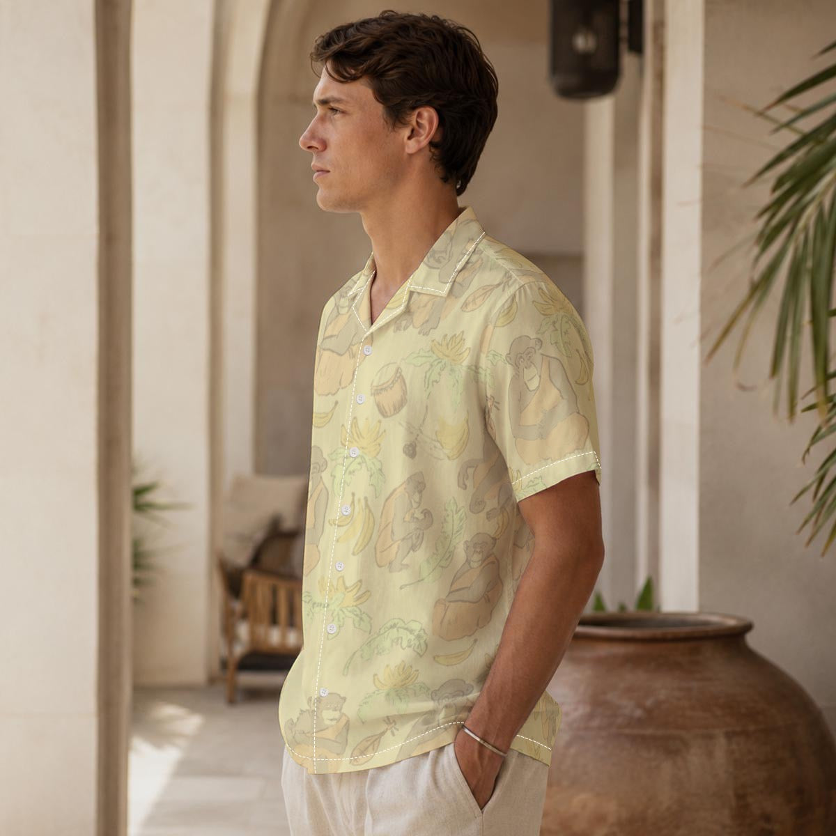 Monastic Apes Hawaiian Shirt With Button Closure |115GSM Cotton poplin
